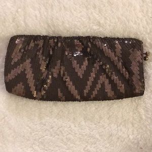 Santi Bronze and Brown Sequin Clutch